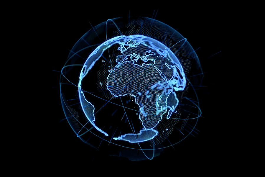 Digitized globe with Africa in the center