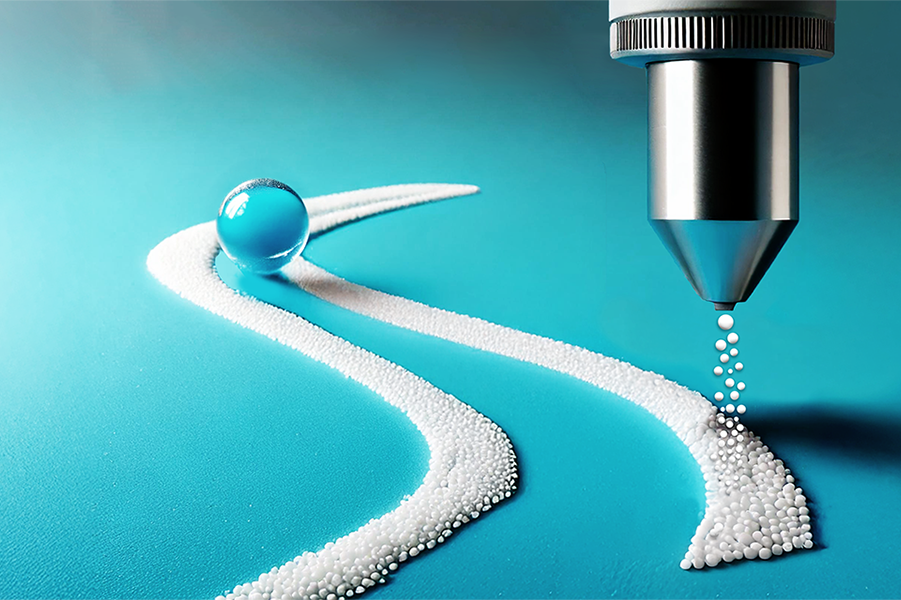A machine displacing water droplets