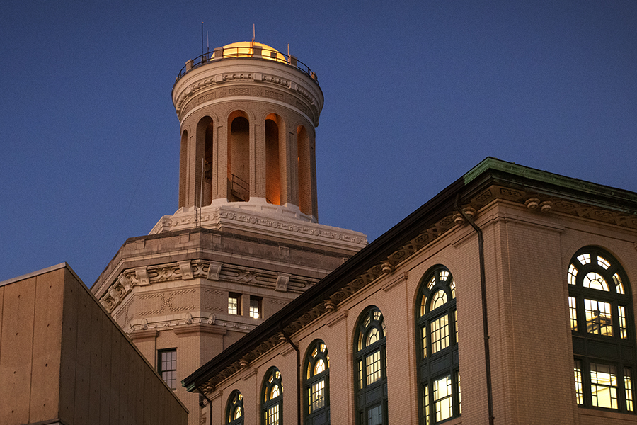 Hamerschlag Hall at night